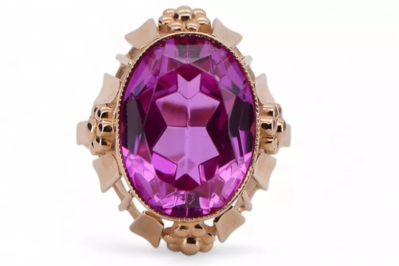 Originální vinobraní 14K produkt s růžovým zlatem ametyst prsten vinobraní Vrc043r stylu